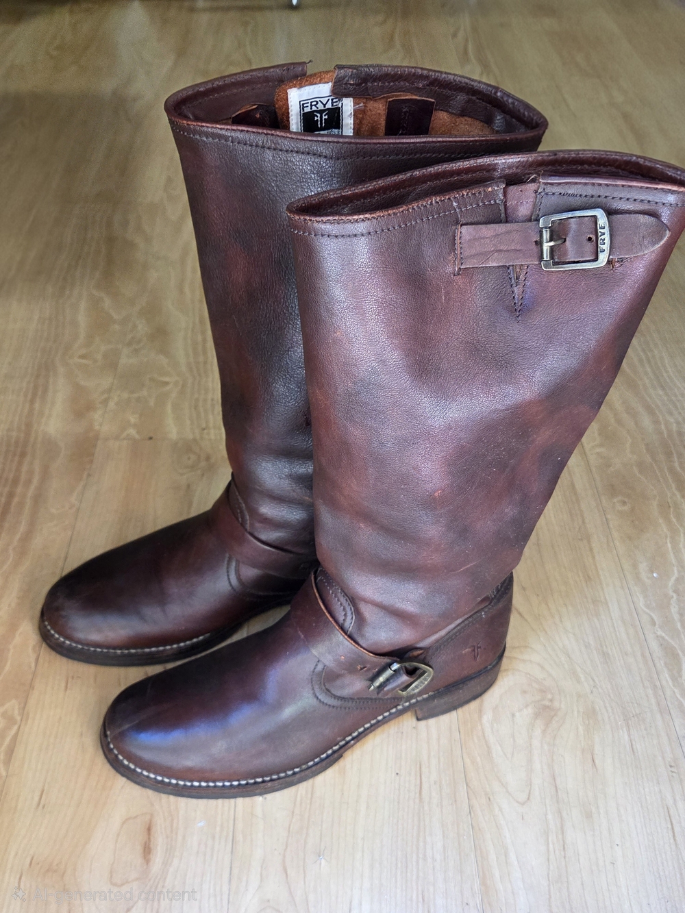 Vintage Frye Knee-High Veronica Slouch Boots With Harness And Buckle At Knee - Picture 4 of 10